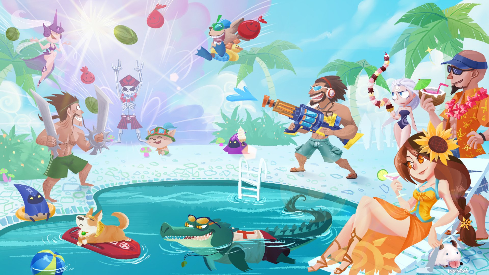 League Of Legends Summer Party HD Wallpaper By Inkinesss Hsueh