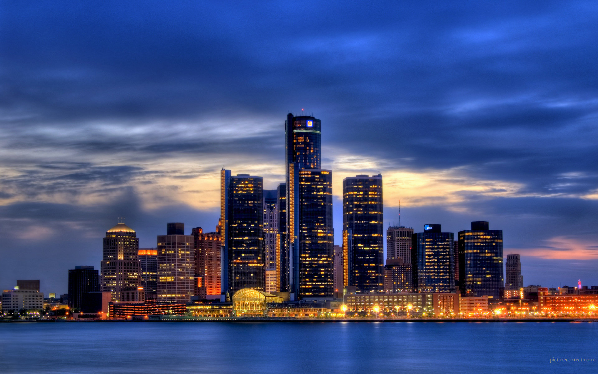 Detroit Skyline Outline Cityscapes Wallpaper