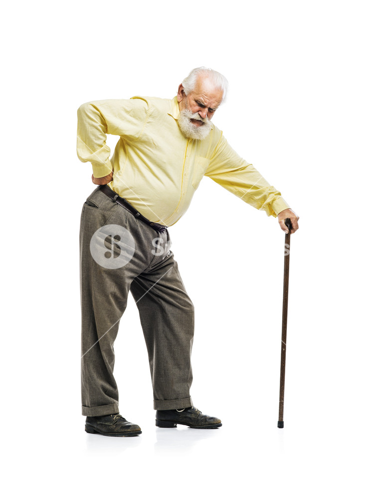 🔥 Free Download Old Bearded Man With Cane Suffering From Back Pain ...