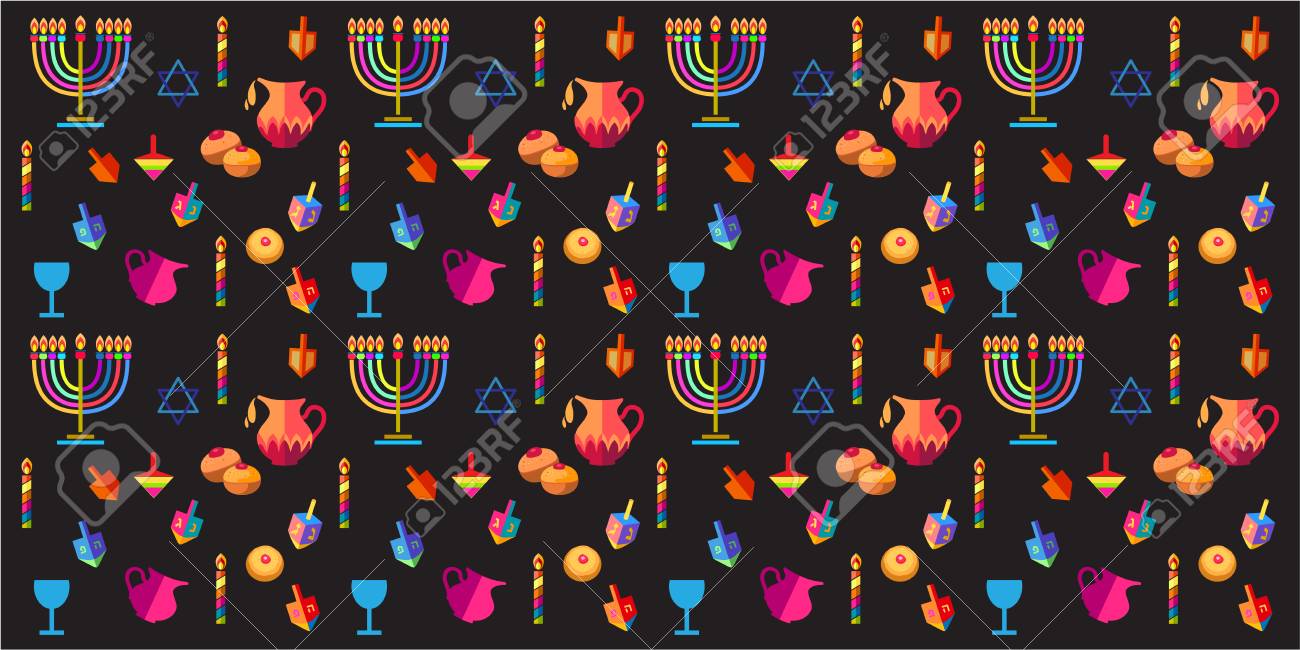 Jewish Holiday Hanukkah Background With Traditional Chanukah