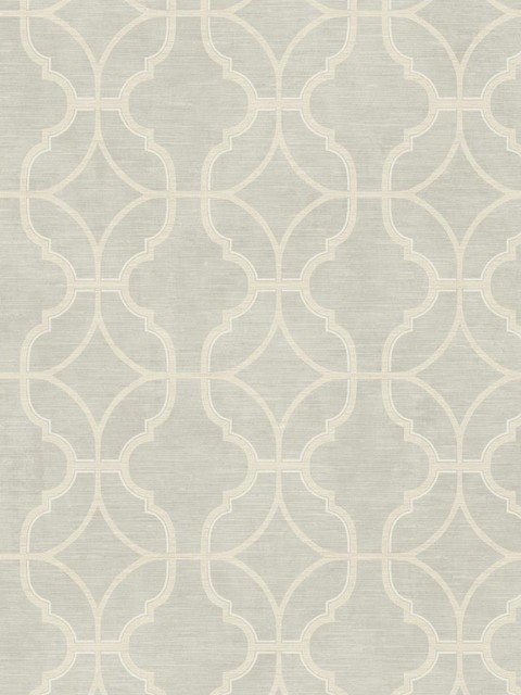 Linen Lattice Wallpaper In Silvery Grey Transitional