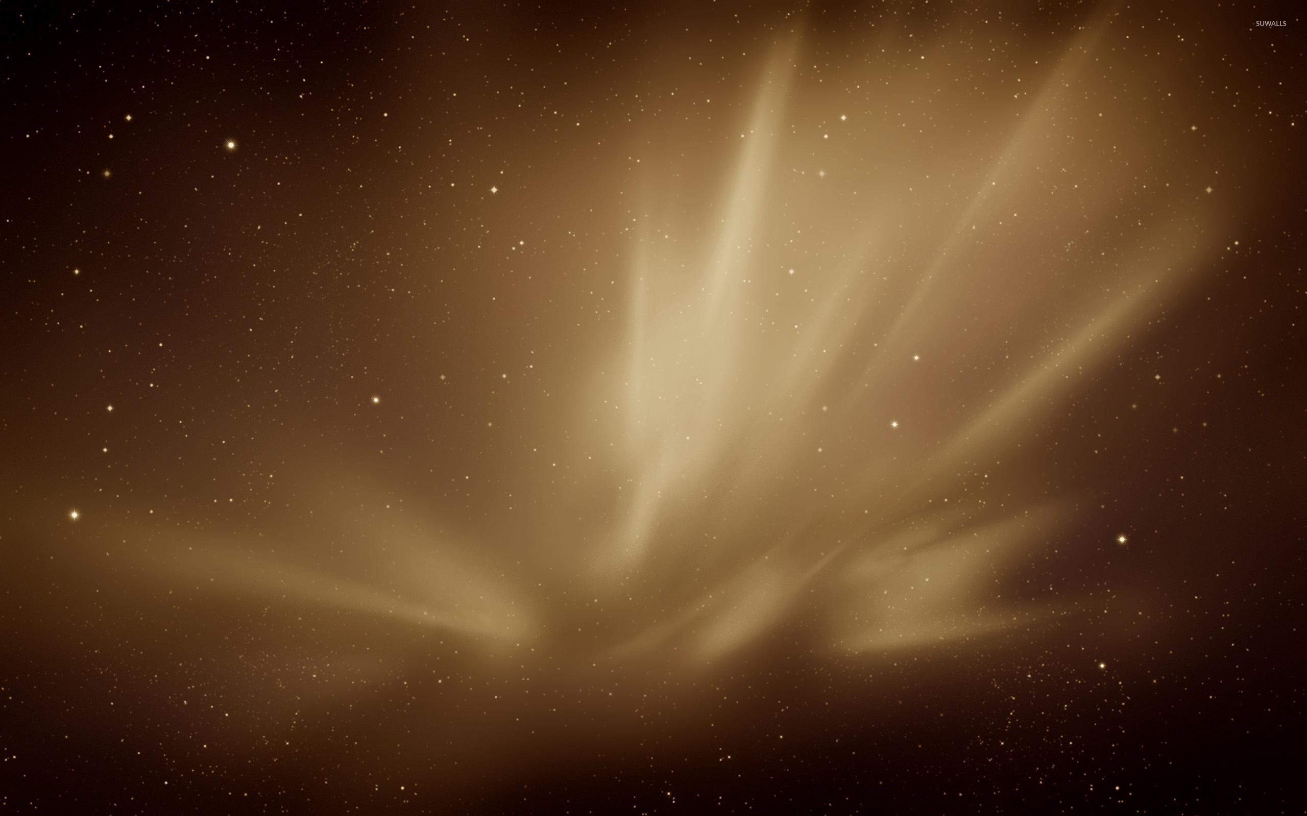 Abstract brown background with glowing light effect and subtle sparkles, resembling a cosmic scene or nebula