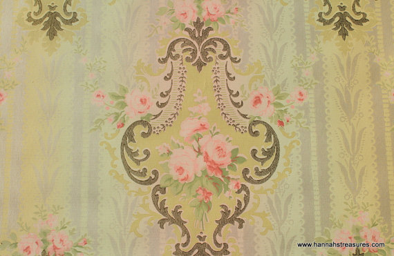 S Vintage Wallpaper Victorian Pink Roses By Hannahstreasures