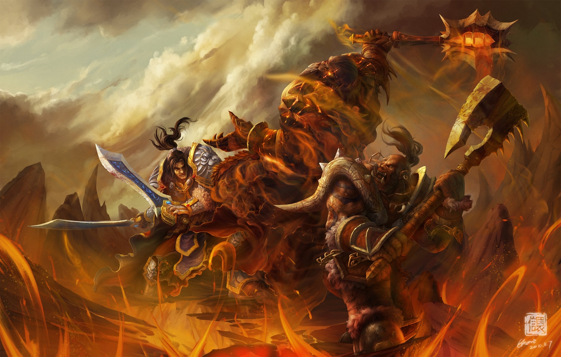 Of Warcraft Wow Warrior Orc Battle Monster Axe Games Fantasy Wallpaper