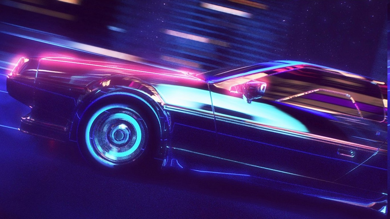 New Retro Wave Synthwave 1980s Neon Delorean Car Games