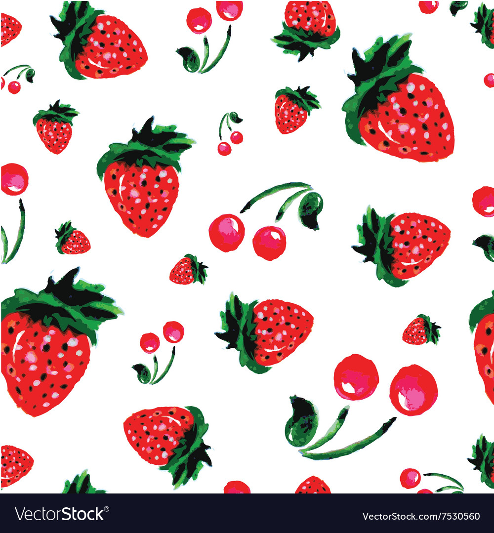 Strawberry Background Watercolor Style Royalty Vector
