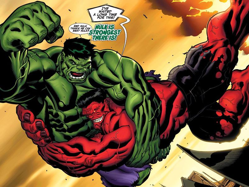 Green Hulk Battles Red Wallpaper