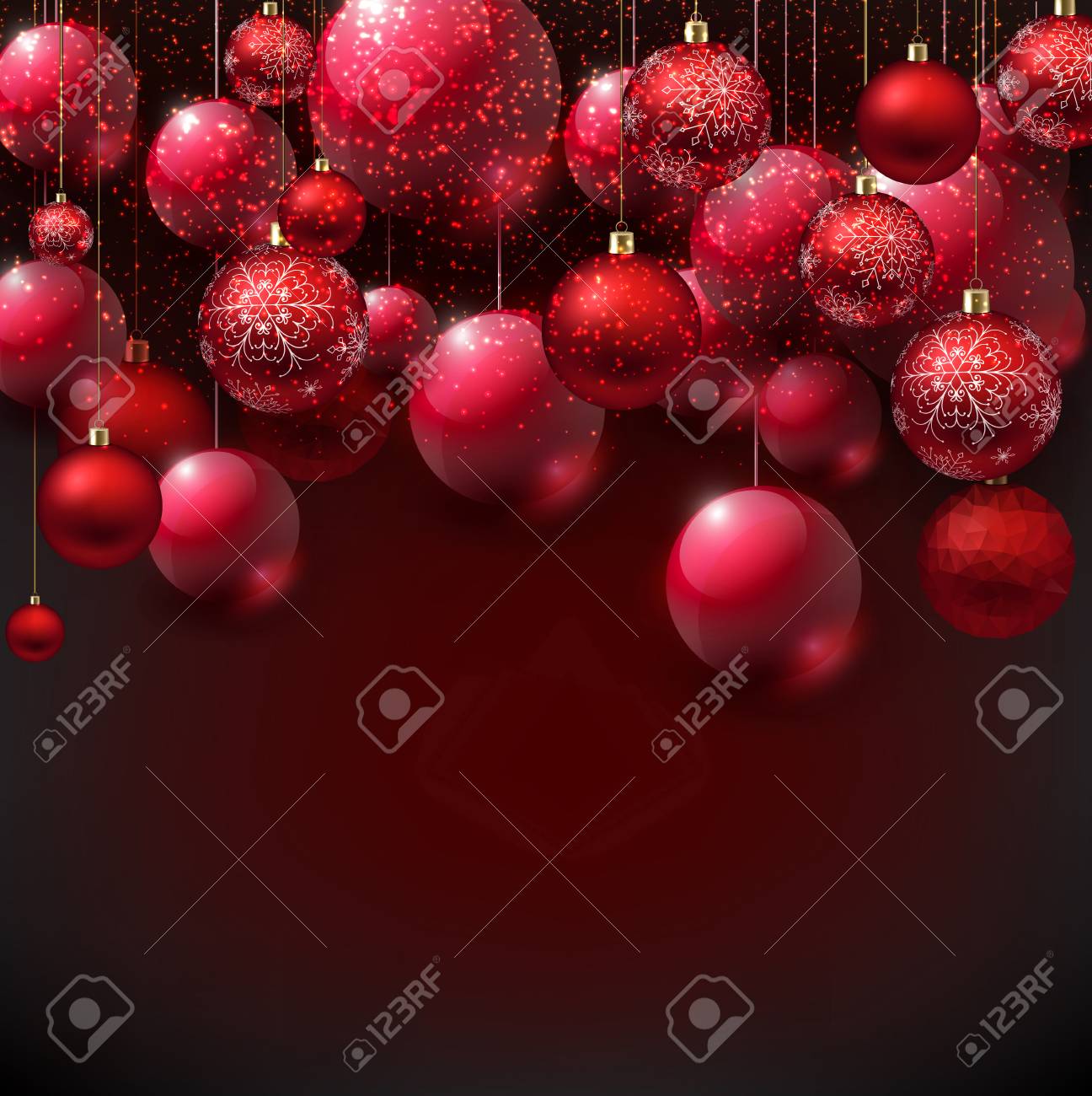 Beautiful Christmas Background With Red Balls Xmas Baubles