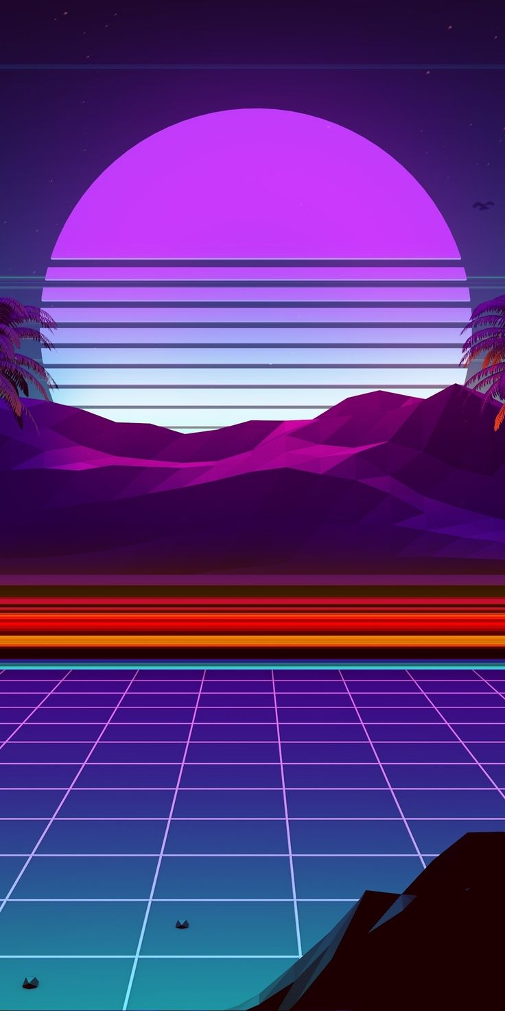 Night Moonlight Mountain Synthwave And Retrowave