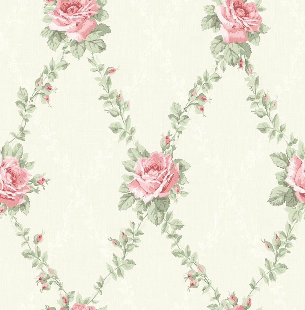 Rose Lattice Wallpaper In Rosy From The Spring Garden Collection