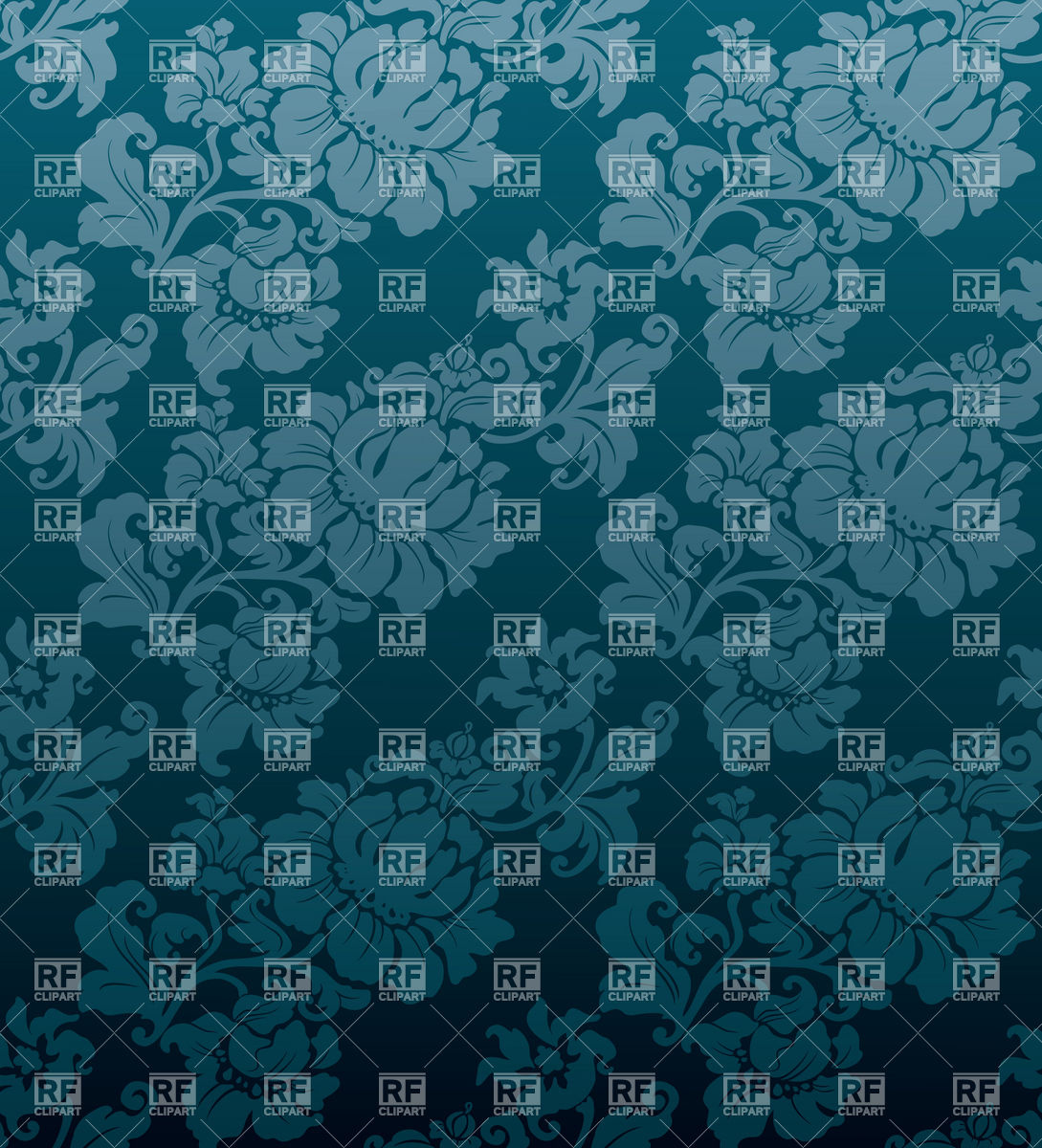 Blue Victorian Wallpaper With Floral Pattern Background Textures