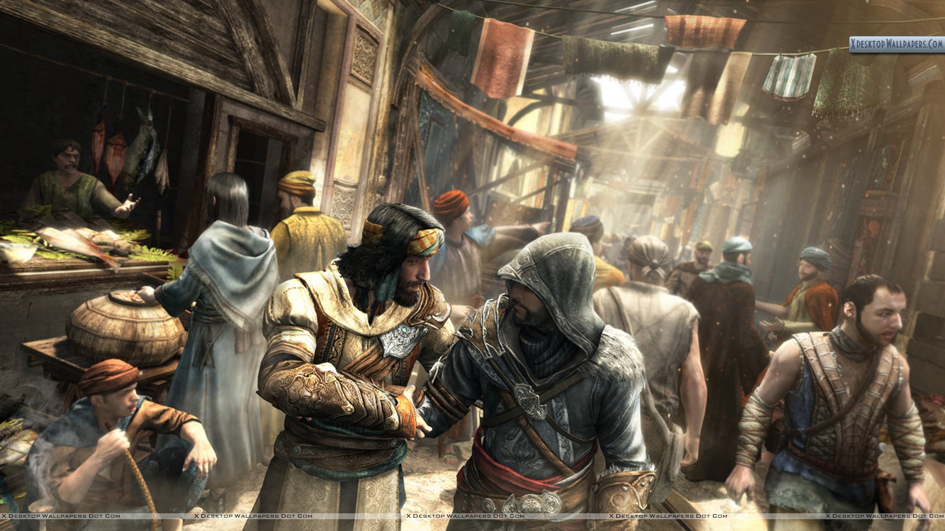 Assassins Creed Revelations Meeting Yusuf In Market Wallpaper