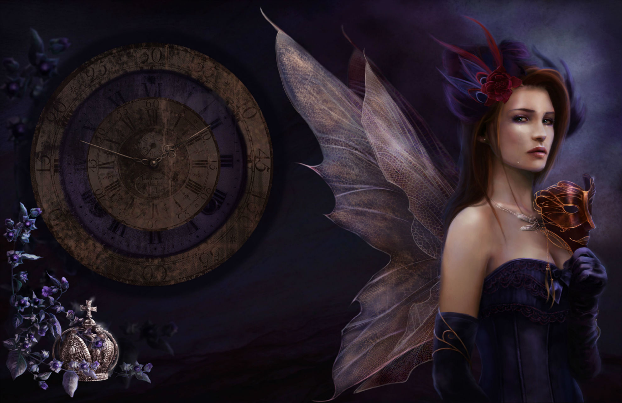 Fantasy Gothic Fairy Time Women Art Wallpaper