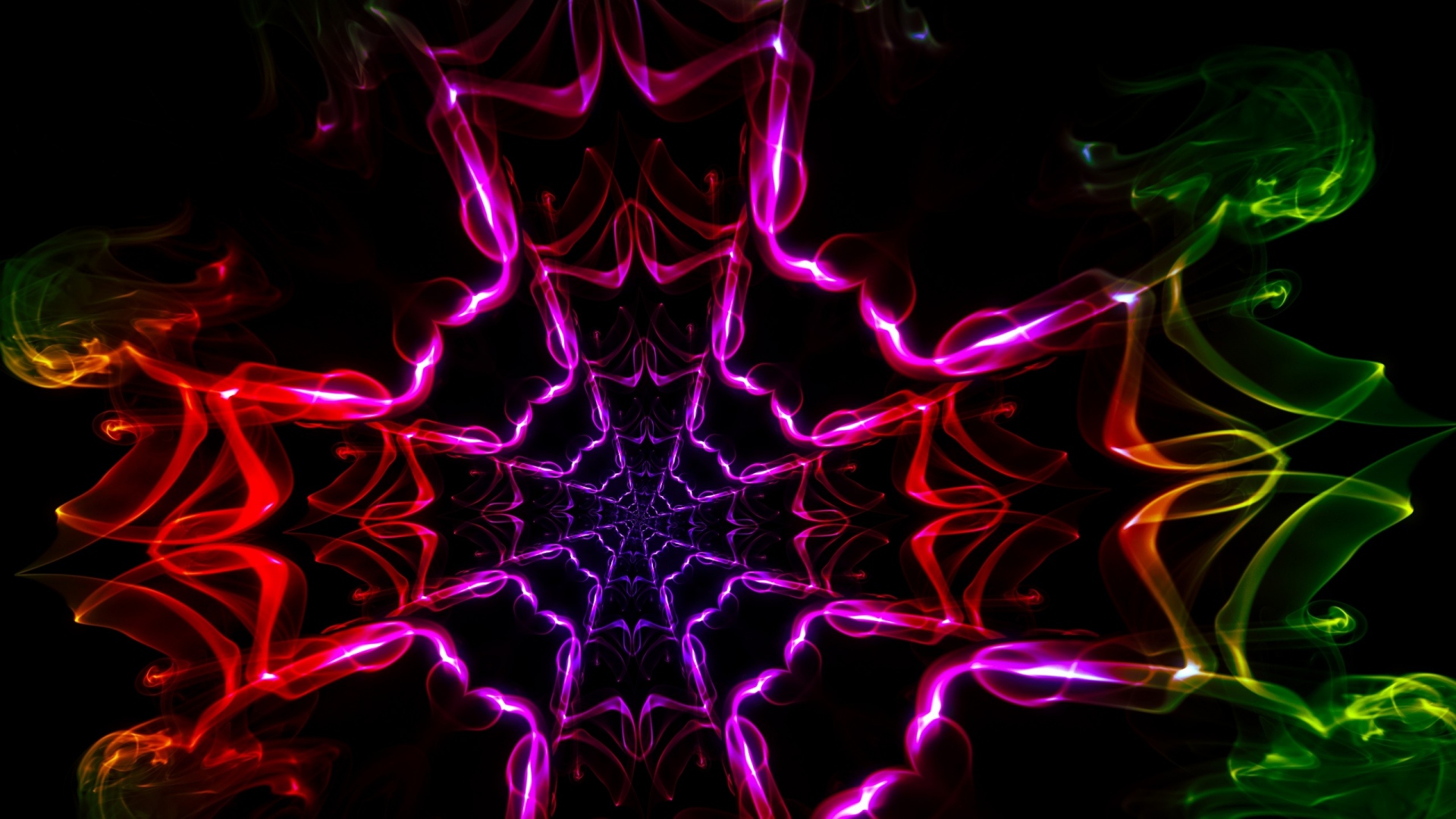 Wallpaper Kaleidoscope Shapes Light Dark Background