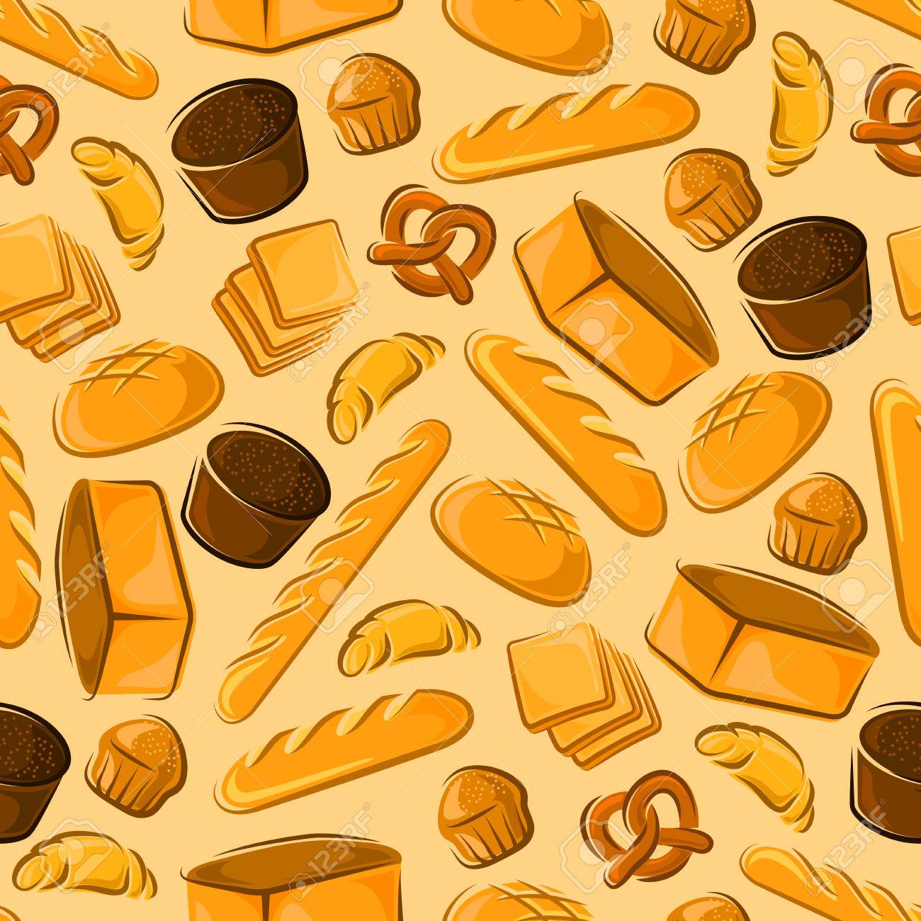 Bakery Products Seamless Background Wallpaper With Vector Pattern