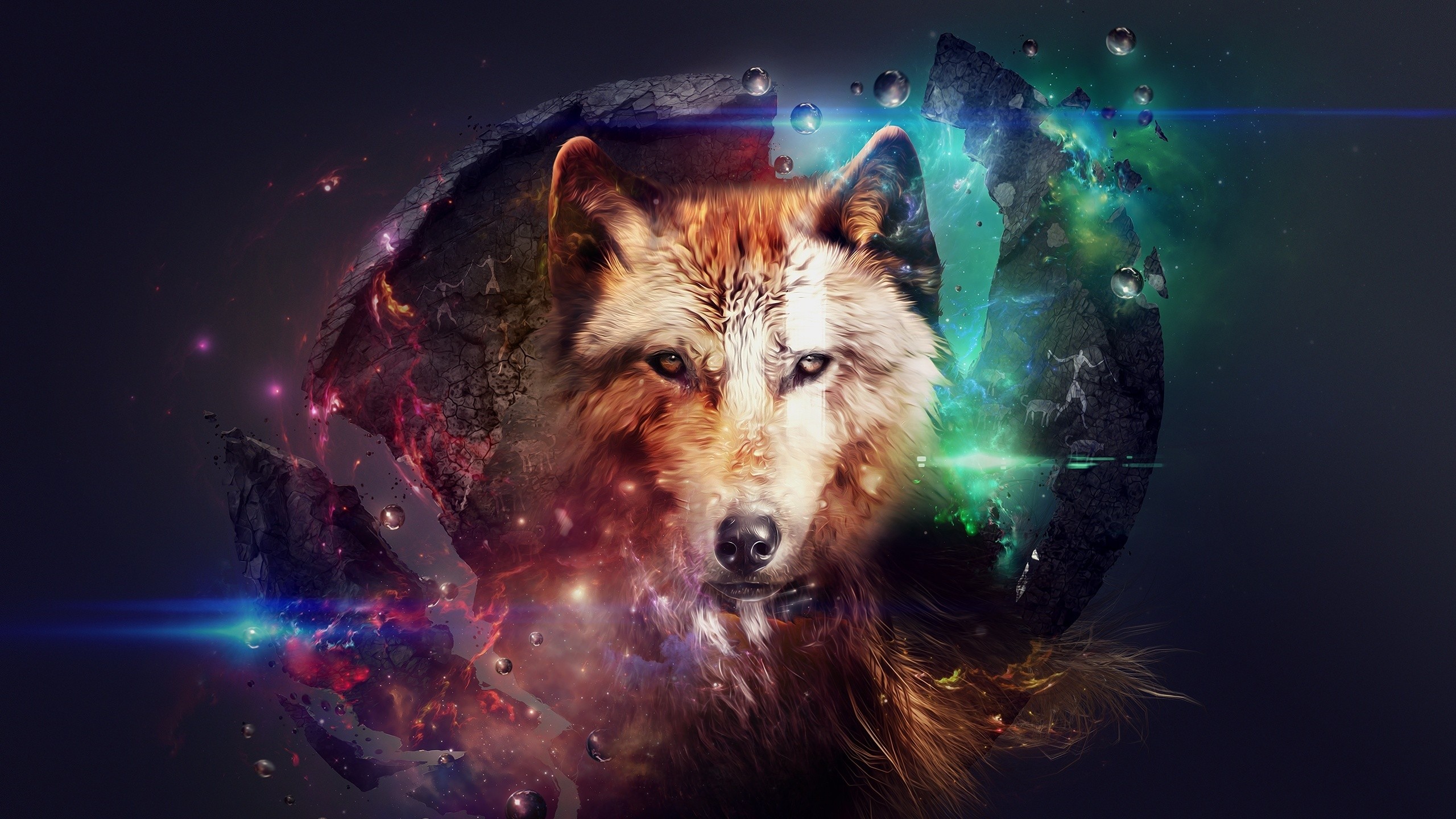 Design Wolf Collage Space Desktop HD Wallpaper