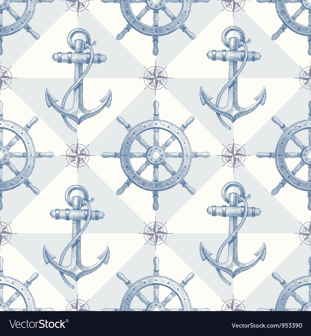 Seamless Hand Drawn Nautical Background Royalty Vector