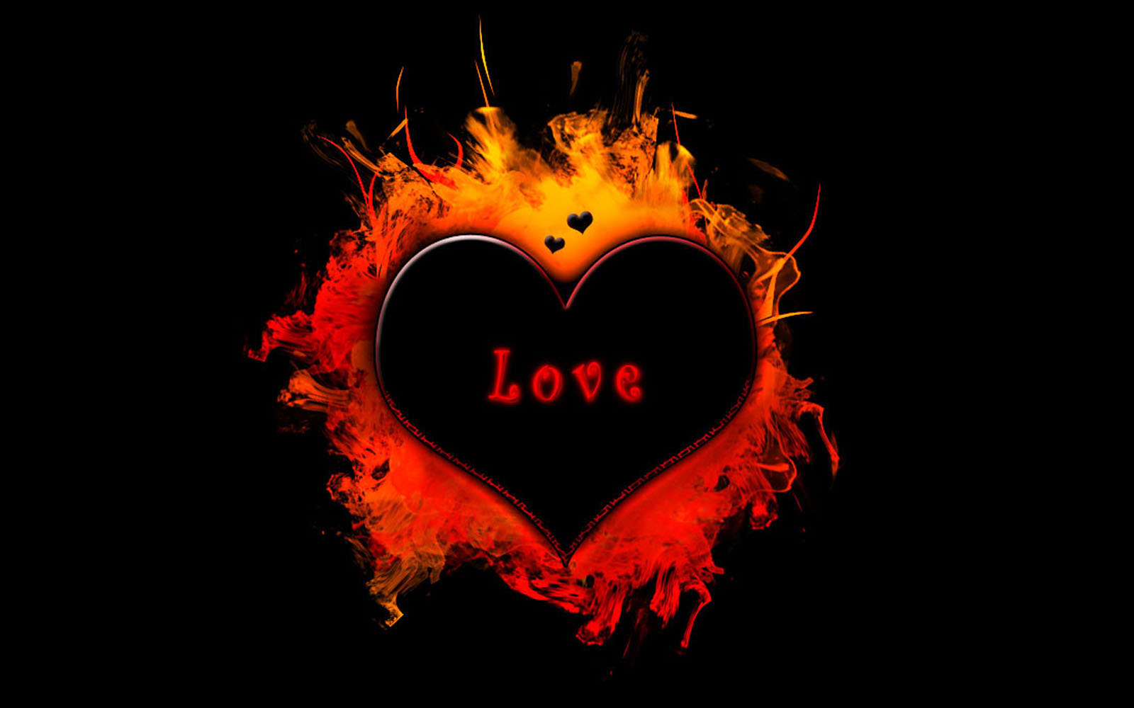 A fiery heart with the word 