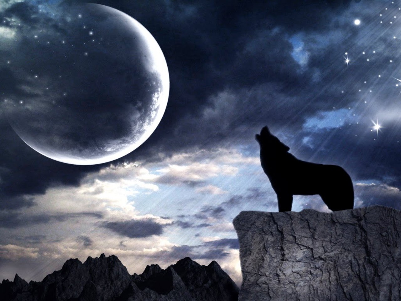 Dark Moon Howling Wolf Wallpaper
