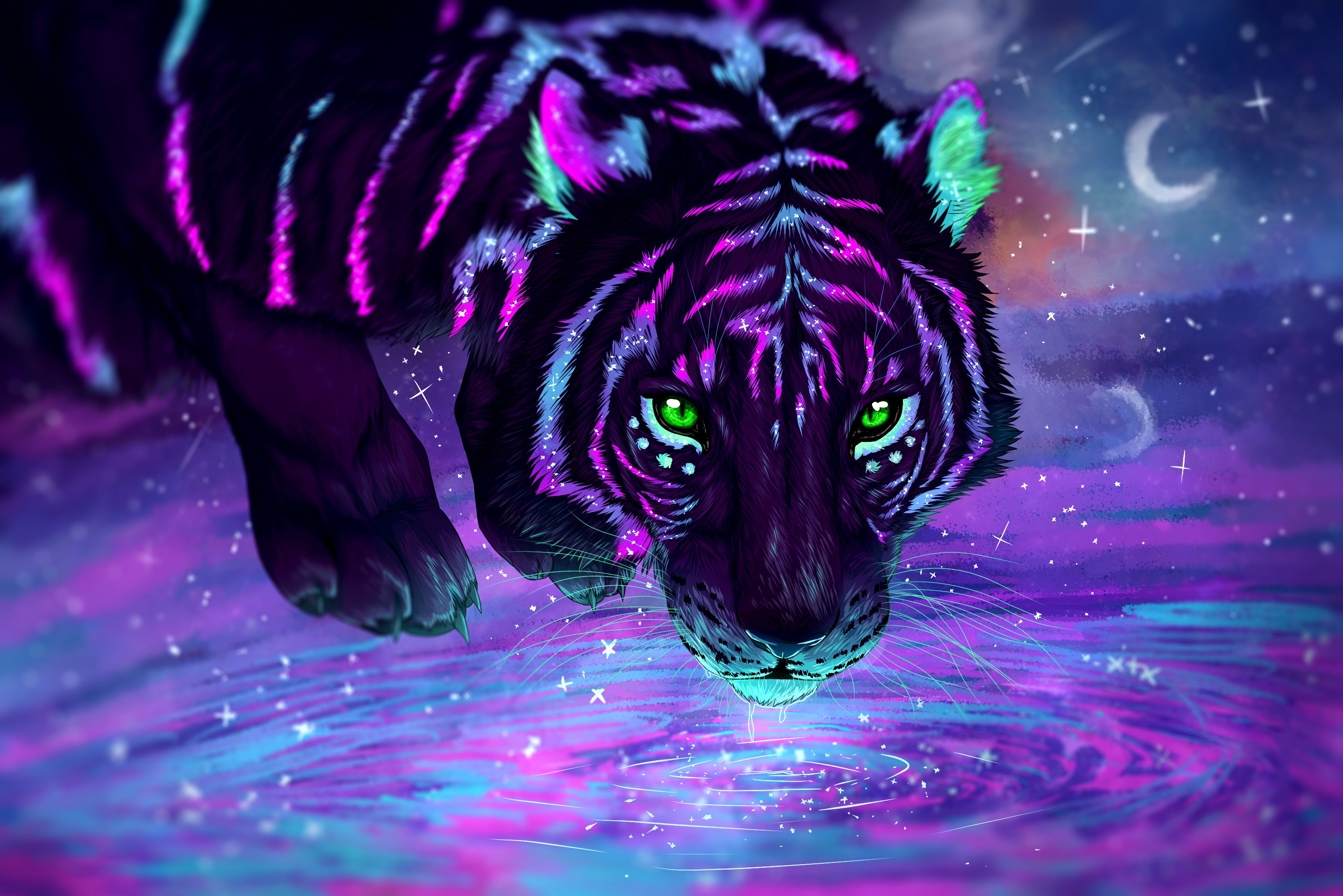 Neon Tiger Wallpaper Top Background