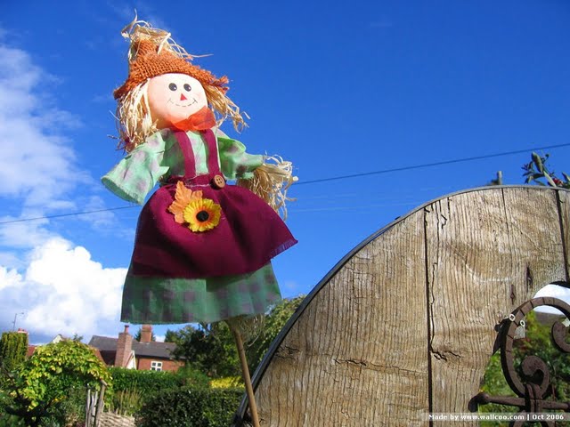 Season Display Lovely Scarecrow Girl Wallpaper