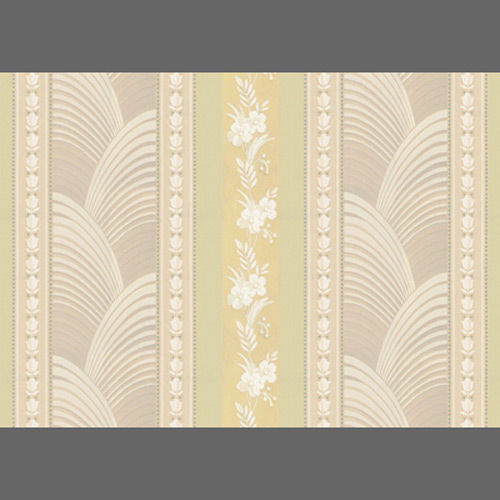 S Art Deco Light Green And Yellow Floral Stripes
