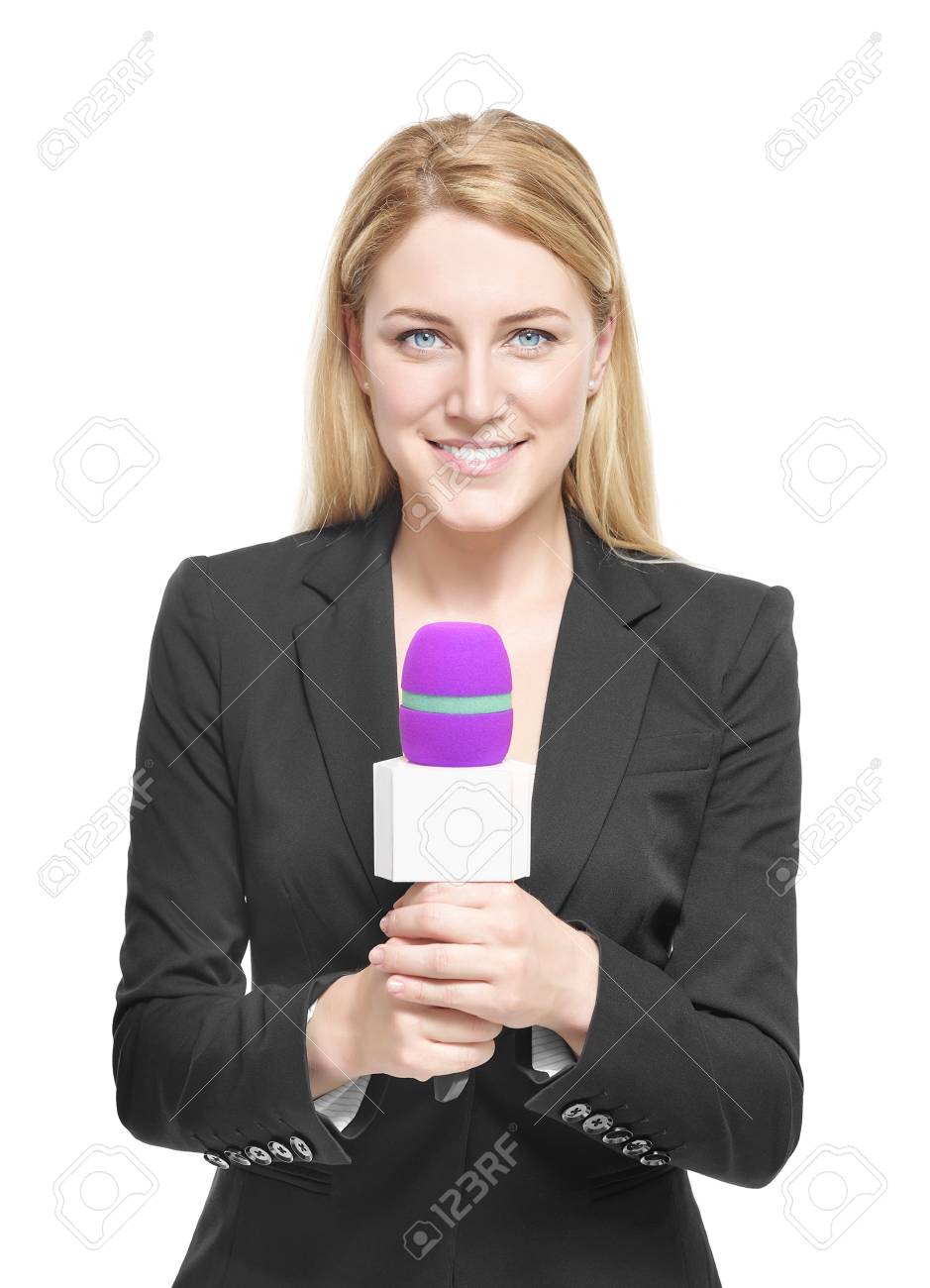 Free download TV Presenter Attractive Blonde TV Presenter Holding A