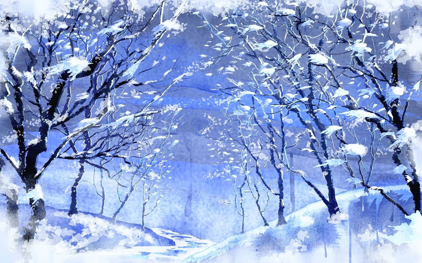 Snowy forest wallpaper 4687 1680x1050