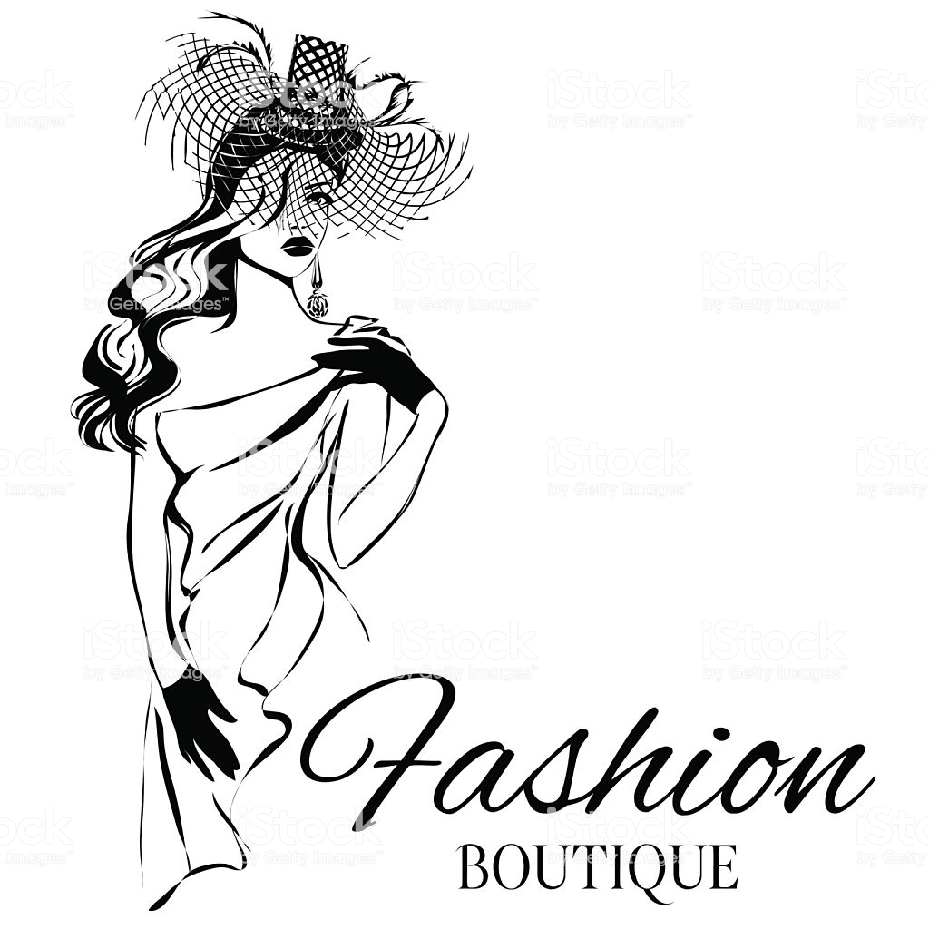 Fashion Boutique Background With Black And White Woman Silhouette