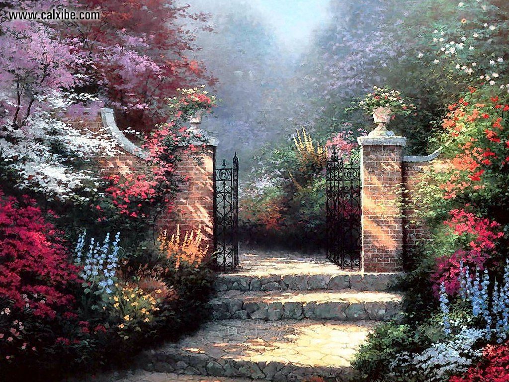 Drawing Painting Kinkade The Victorian Garden Picture Nr