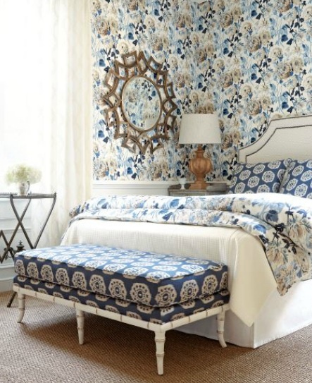 Thibaut Circle Ikat Upholstery And Longwood Wallpaper Bedspread