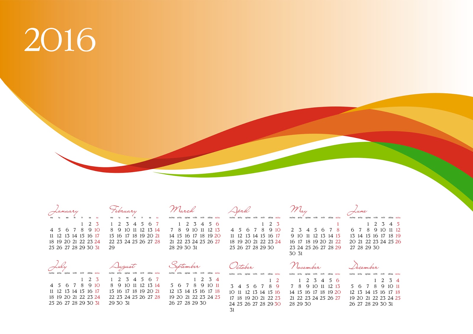Year Calendar Wallpaper By Month