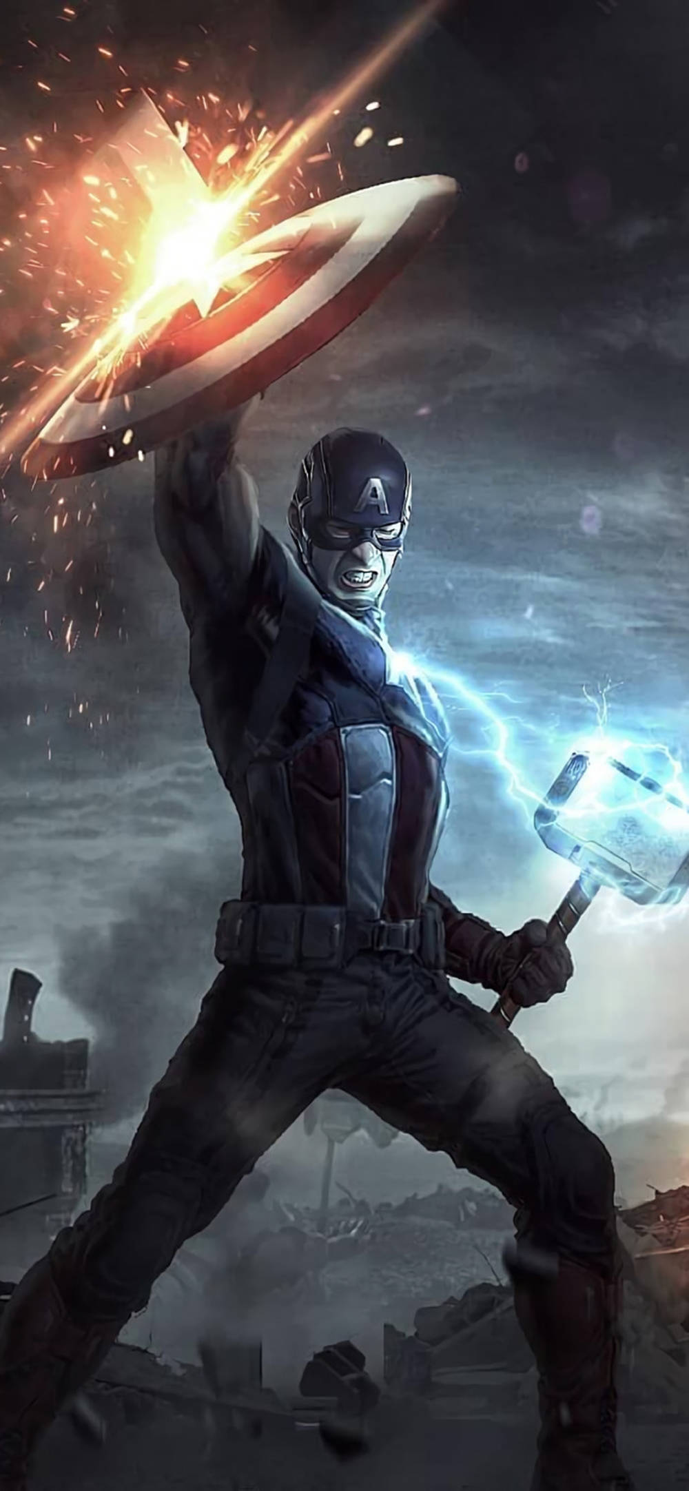 Captain America Shield iPhone With Mjolnir Wallpaper