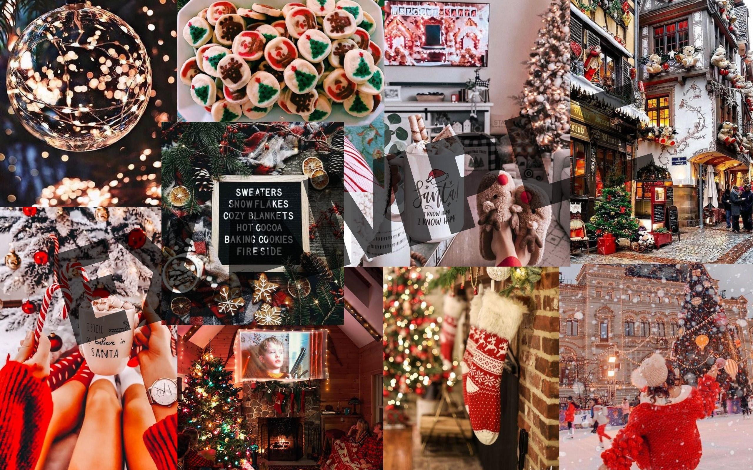 Christmas Aesthetic Collage Desktop Wallpaper MacBook Etsy