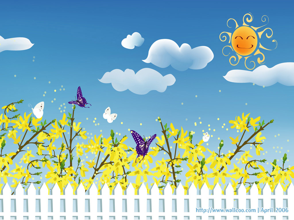 Blissful Spring Scene Vector Illustration No Wallpaper