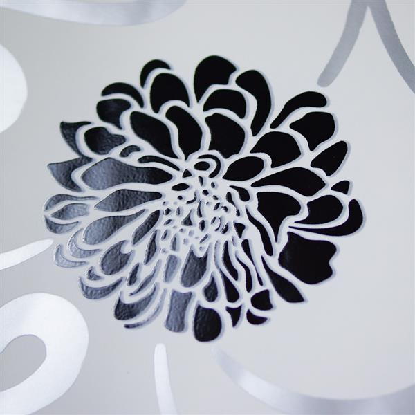 Floral Wallpaper Black Flowers On White Flocked Velvet 10m Roll