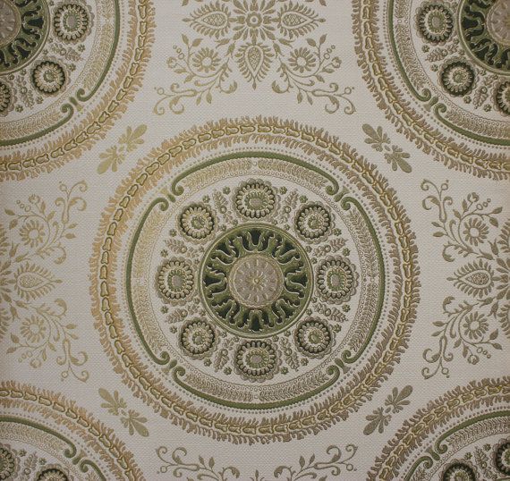 Green And Gold Medallions Damask Vintage Wallpaper Made In England