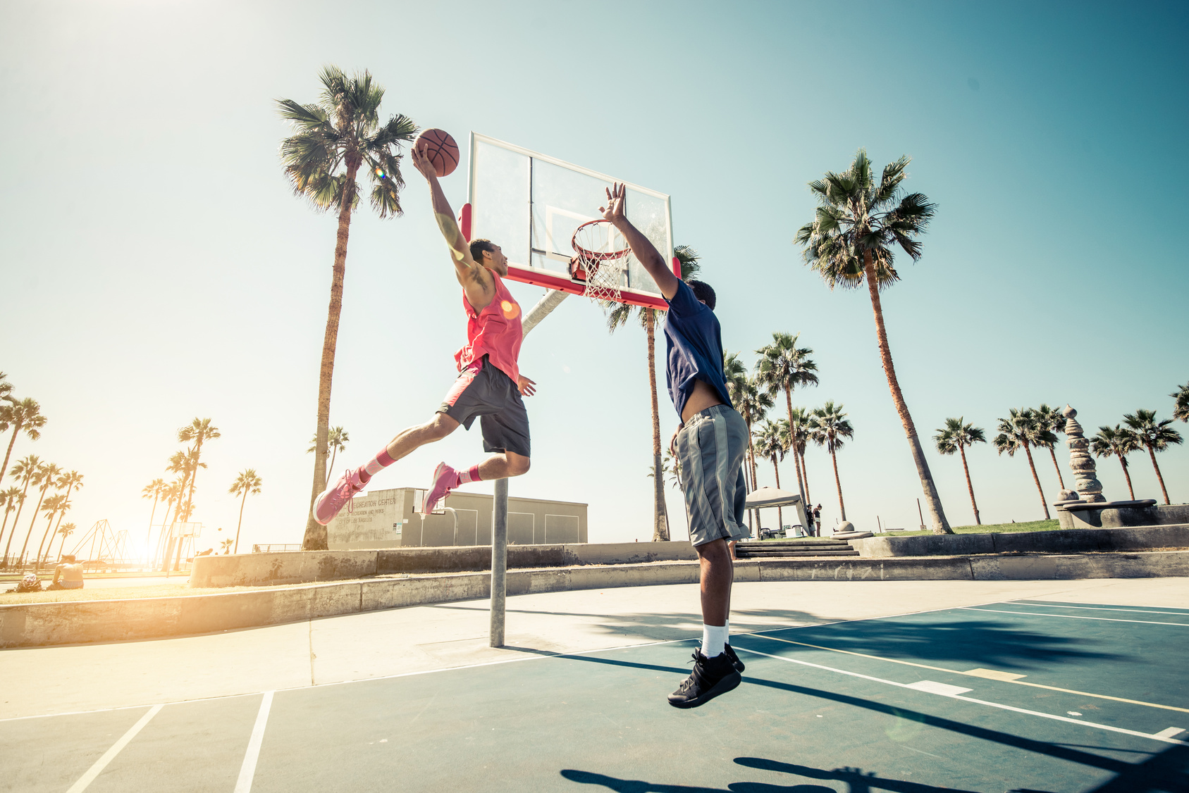 Playing Basketball In Venice Beach