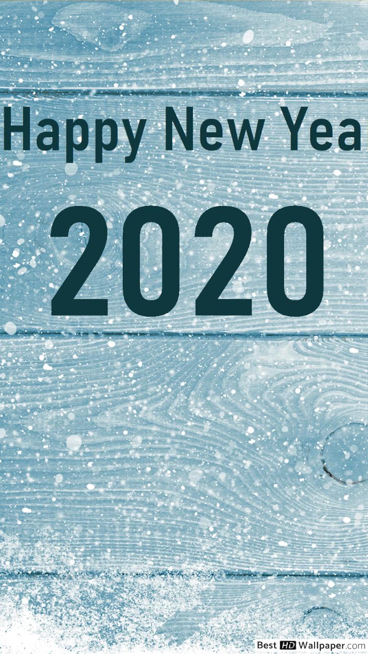 Happy new year 2020 snow and pines HD wallpaper download 750x1334