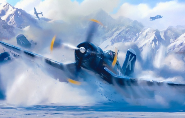 Vought F4u Corsair Art Ww2 War Painting Aviation Wallpaper