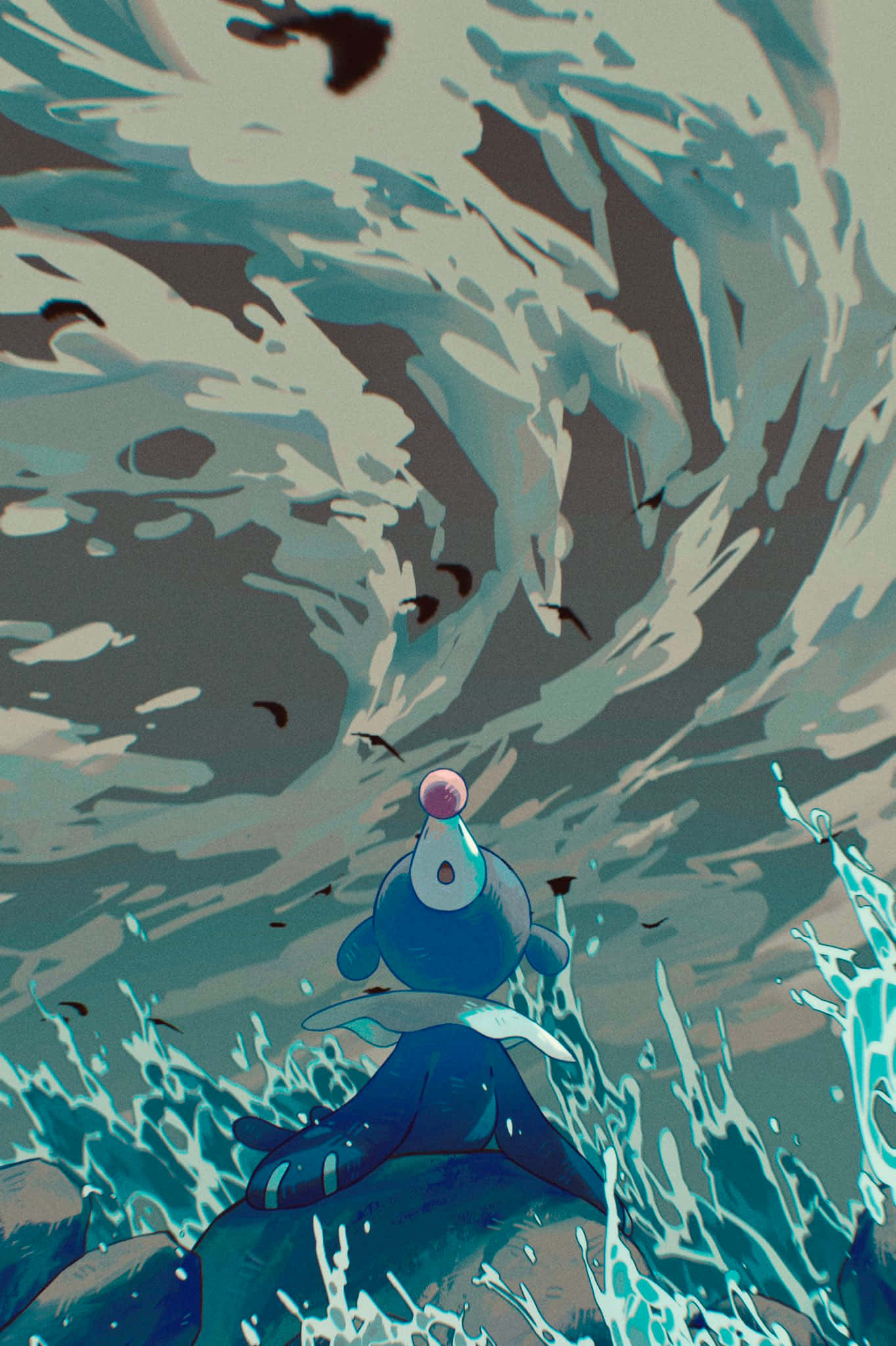 Popplio Celebrating Pok Mon Anniversary Wallpaper