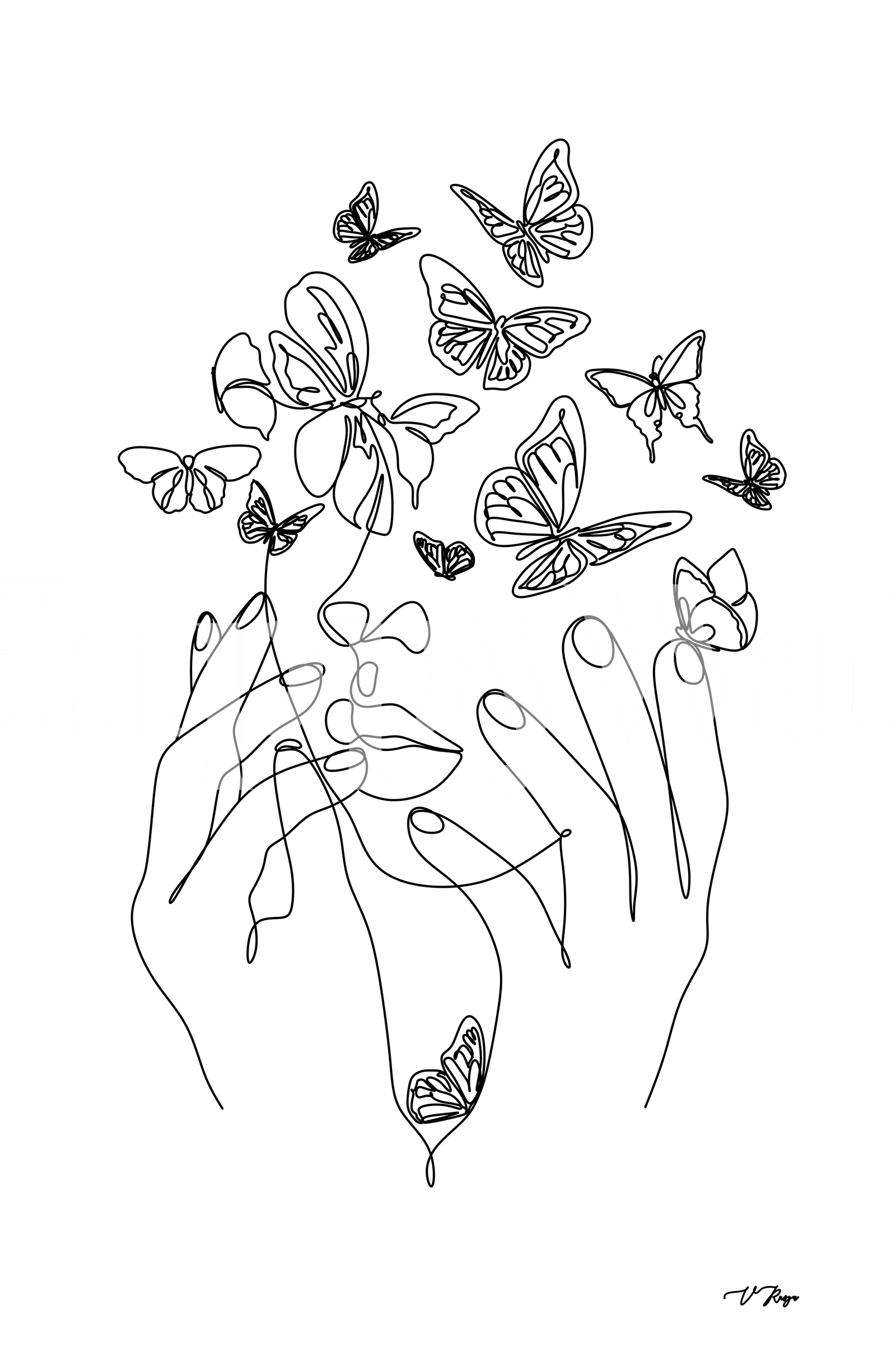 One Line Art Woman Wallpaper