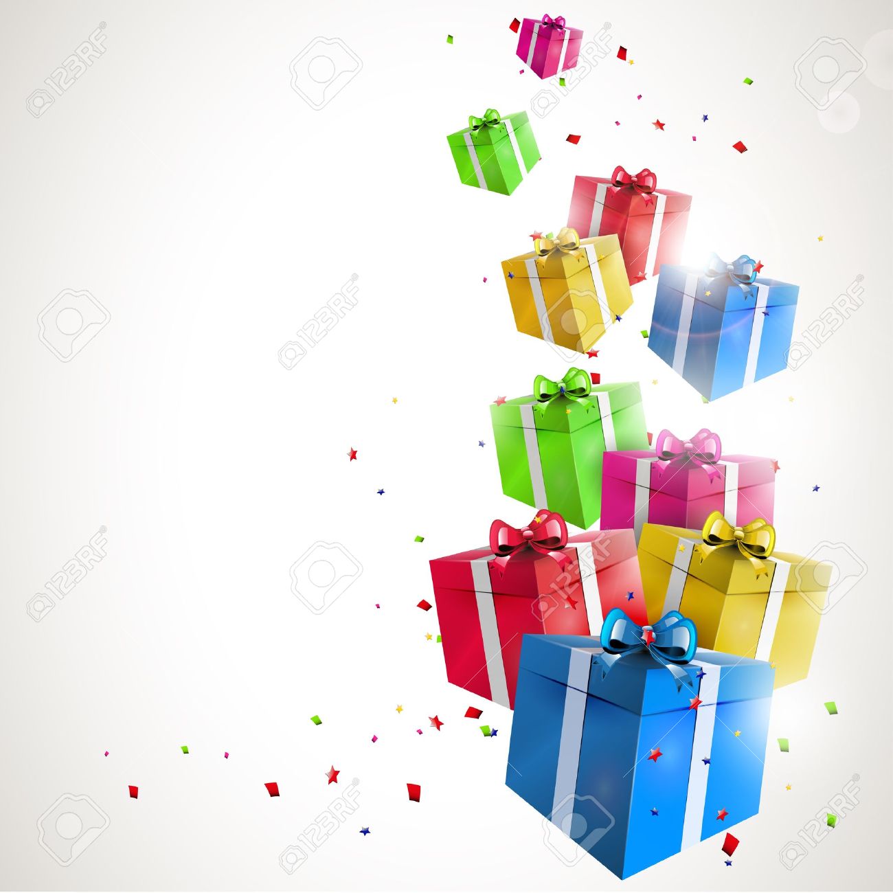 Flying Gifts Background With Copyspace Royalty Cliparts
