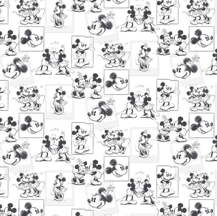Mickey Minnie Sketch By Kids Home White Wallpaper