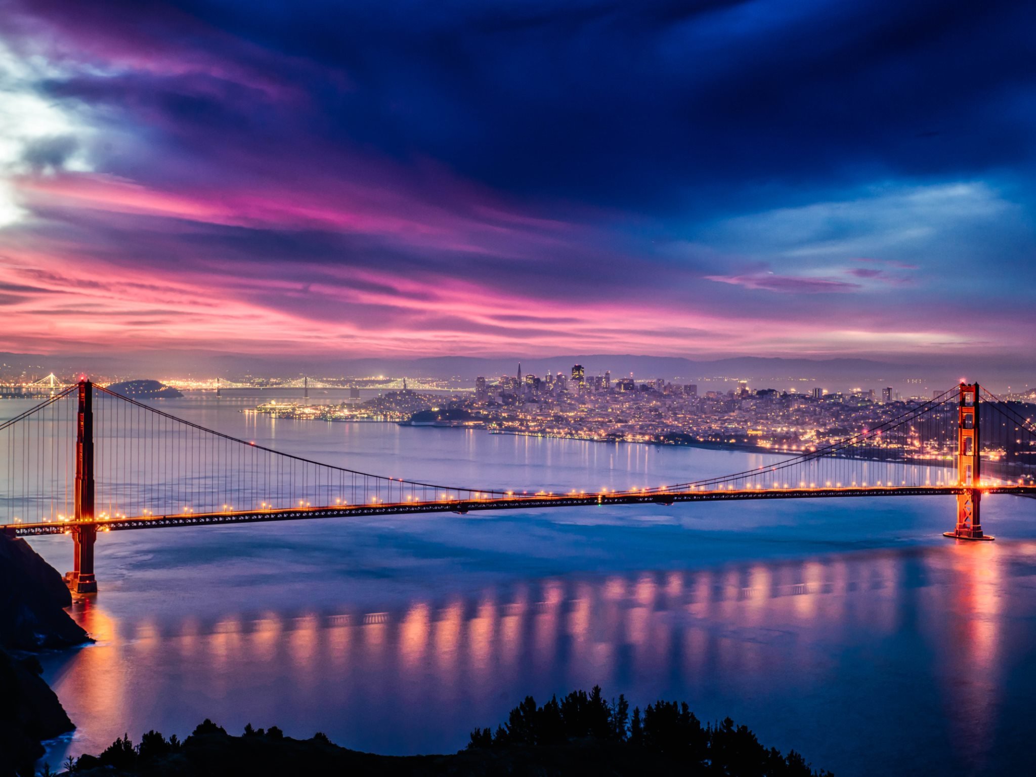 Skyfire over San Francisco Bay Bridge Wallpapers HD Wallpapers