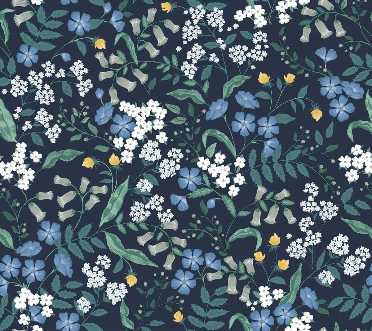 Navy Floral Pattern Wallpaper