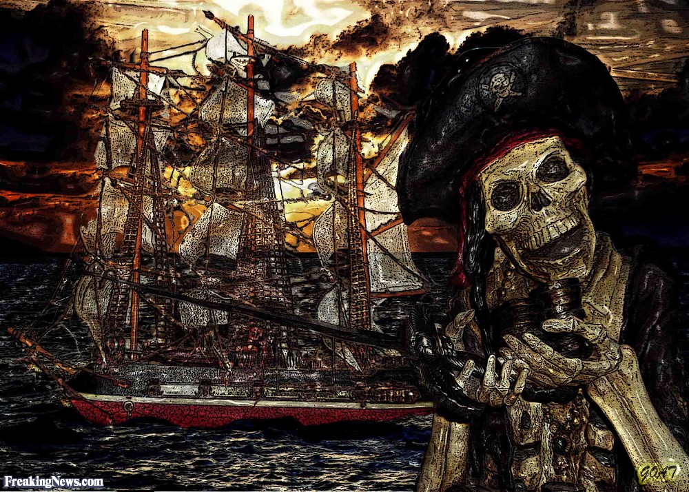 Skeleton Pirate with Ghost Ship   pictures