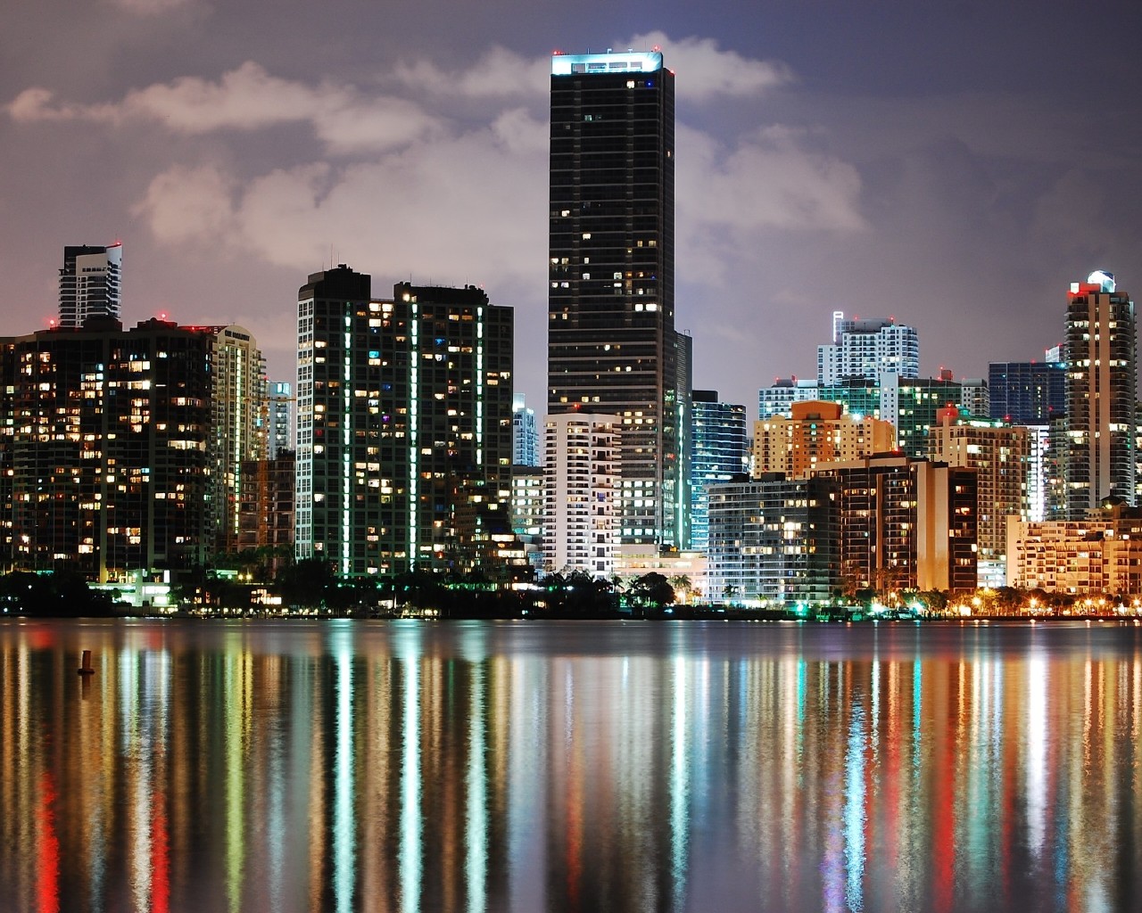 Miami Cityscape Reflection Skyline Wallpaper