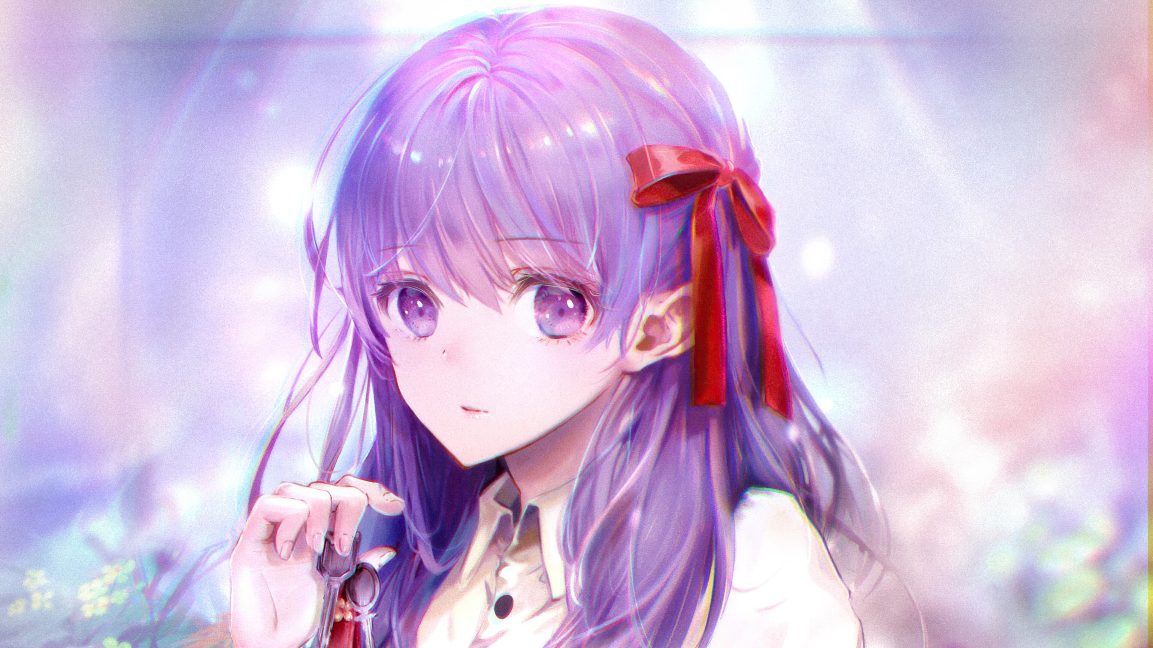 Beautiful Anime Girl Purple Hair Matou Sakura Fate Grand Order 4k