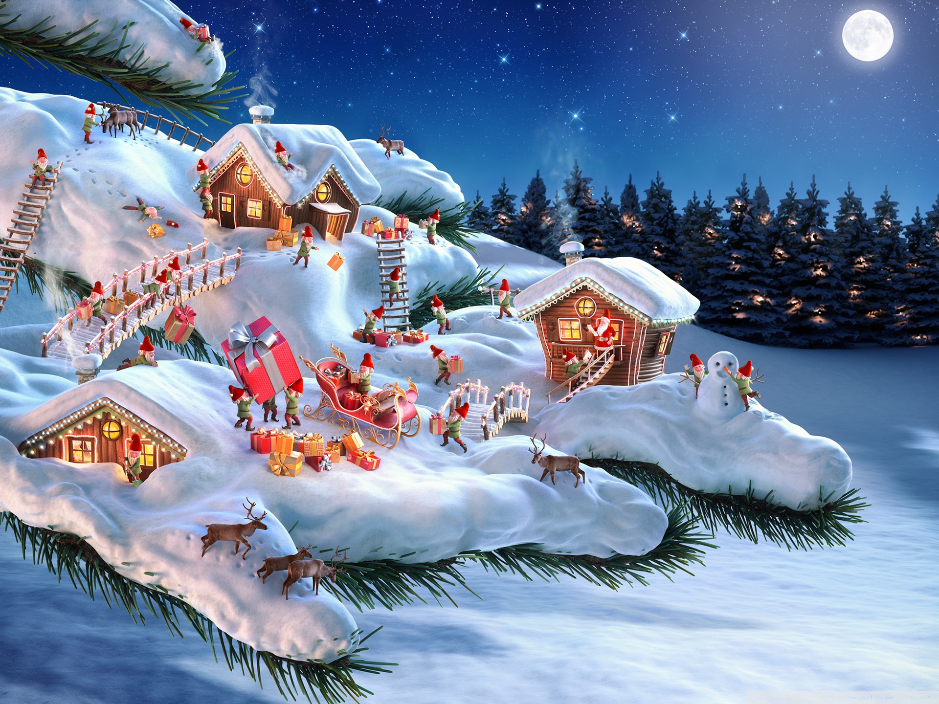 Santa And His Elves 4k HD Desktop Wallpaper For Ultra Tv